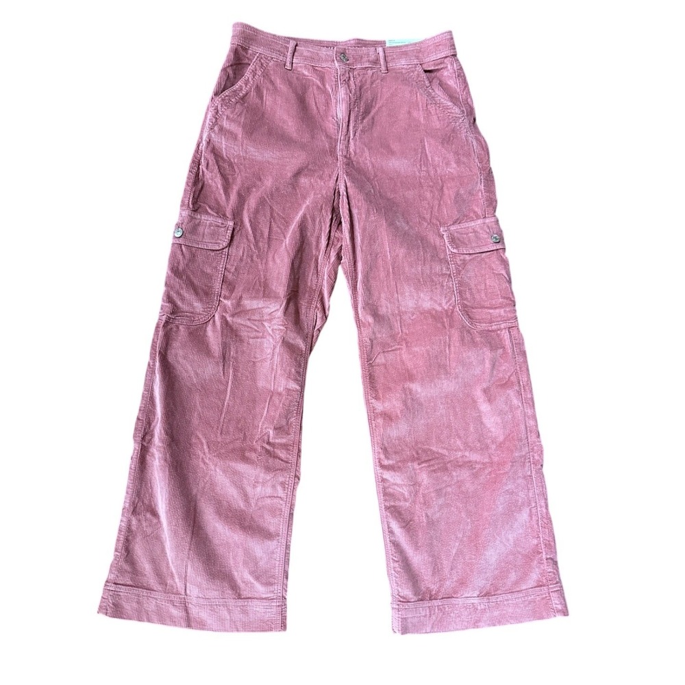 American Eagle Outfitters Wide-Leg Corduroy Cargo Pants in Dusty Rose